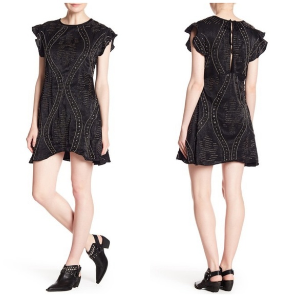 Free People Shine Like The Stars Mini Dress Black - Picture 2 of 6